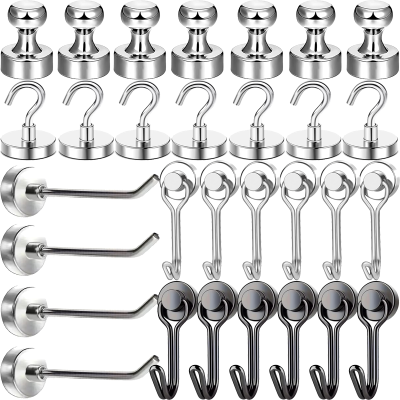 Magnetic Drill Press - แม่เหล็กแรงสูง 10/20 ชิ้น ไม่ต้องเจาะ ตะขอแม่เหล็กแบบกด ใช้ได้หลากหลาย