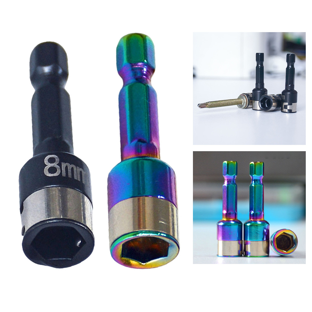 Magnetic Drill Press - ชุดดอกไขควงหัวหกเหลี่ยมขนาด 8 มม. 1/2 ชิ้น พร้อมอะแดปเตอร์ซ็อกเก็ต
