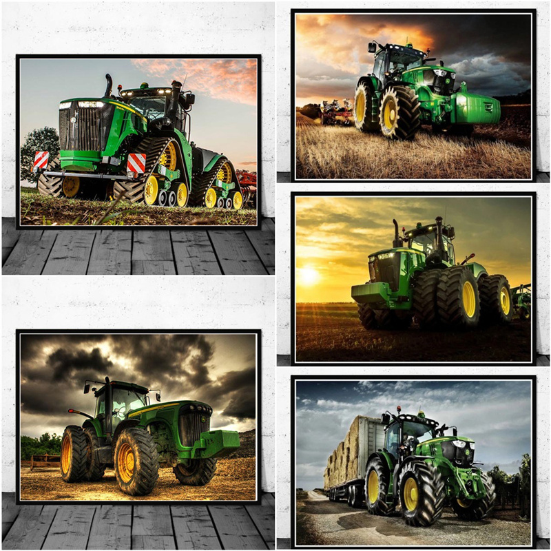 Heavy Equipment Background - เครื่องรถแทรกเตอร์ฟาร์มโปสเตอร์พิมพ์ขายร้อนอุตสาหกรรมโมเดิร์นภาพยนตร์รถขนาดใหญ่ภาพวาดผ้าใบ Wall Art ภาพตกแต่งบ้าน