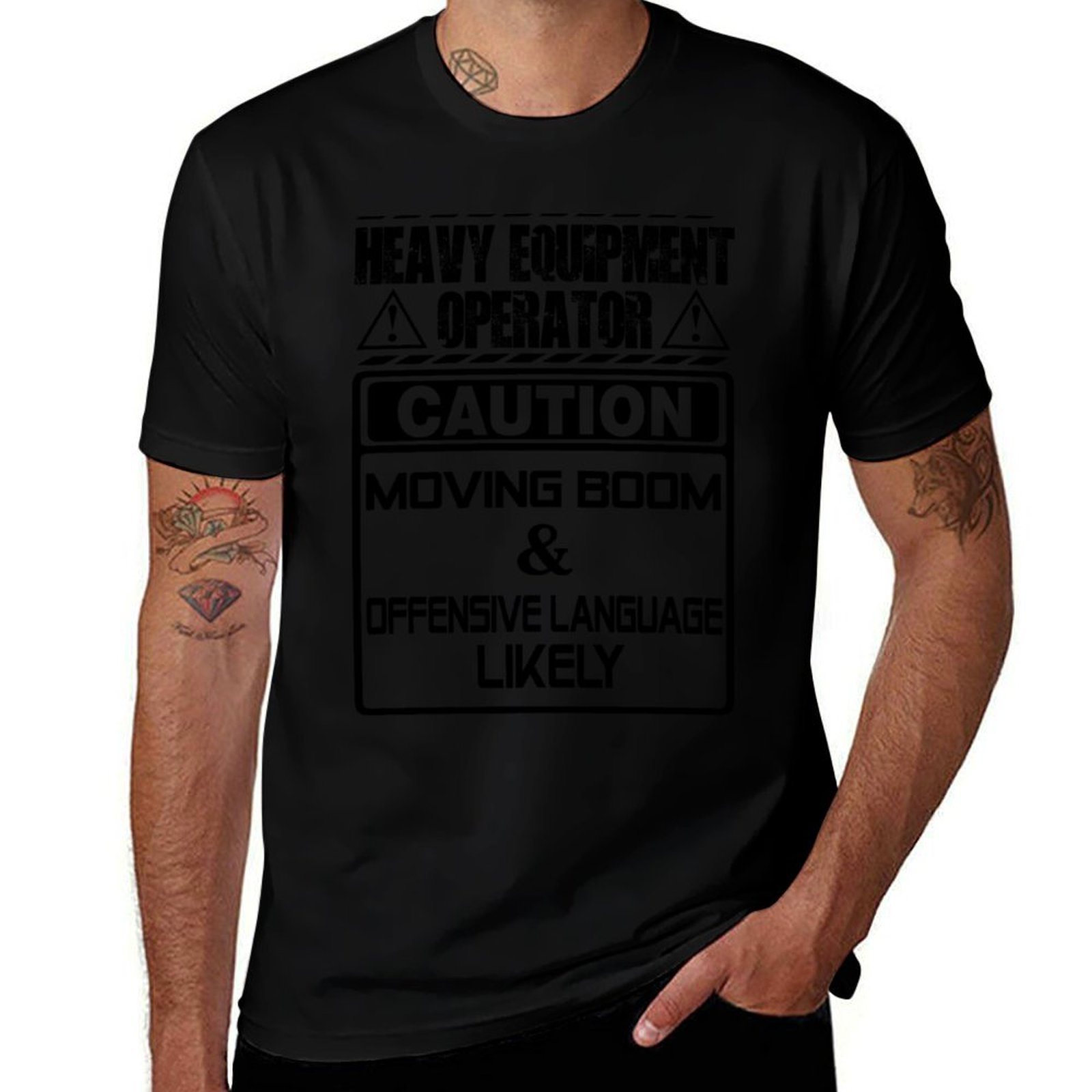 Heavy Equipment Background - เสื้อยืดลายพิมพ์สไตล์เรโทรลายพื้นหลังเวกเตอร์ผู้ปฏิบัติงานเครื่องจักรกลหนัก