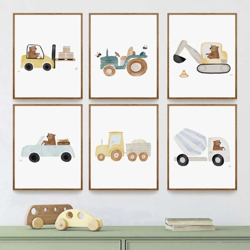 การ์ตูนหมีรถยกรถขุดรถโคลนรถบรร - Heavy Equipment Background บทวิจารณ์และราคา