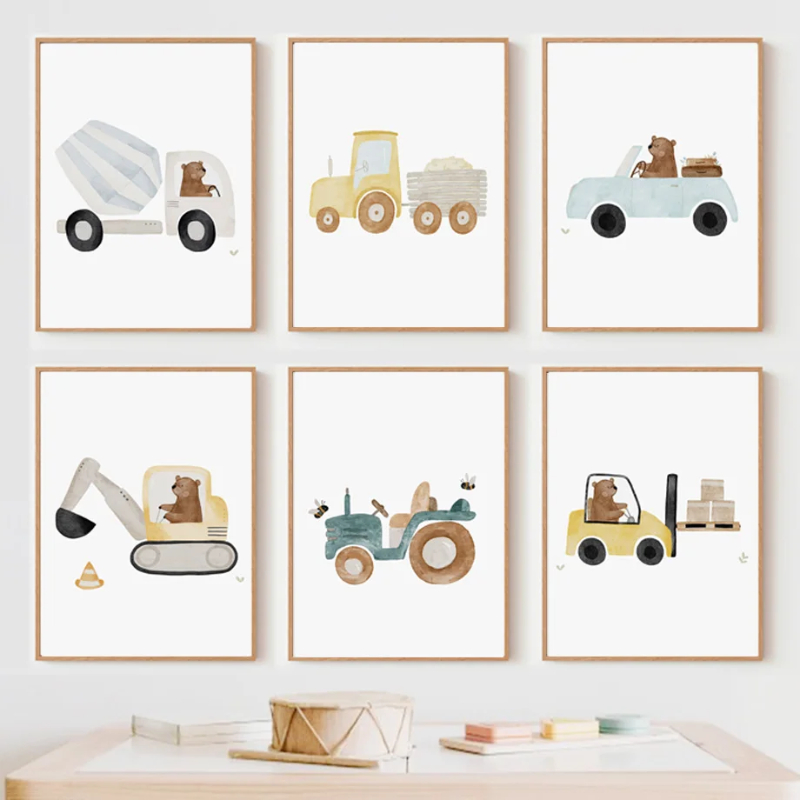 การ์ตูนหมีรถยกรถขุดรถโคลนรถบรร - Heavy Equipment Background บทวิจารณ์และราคา