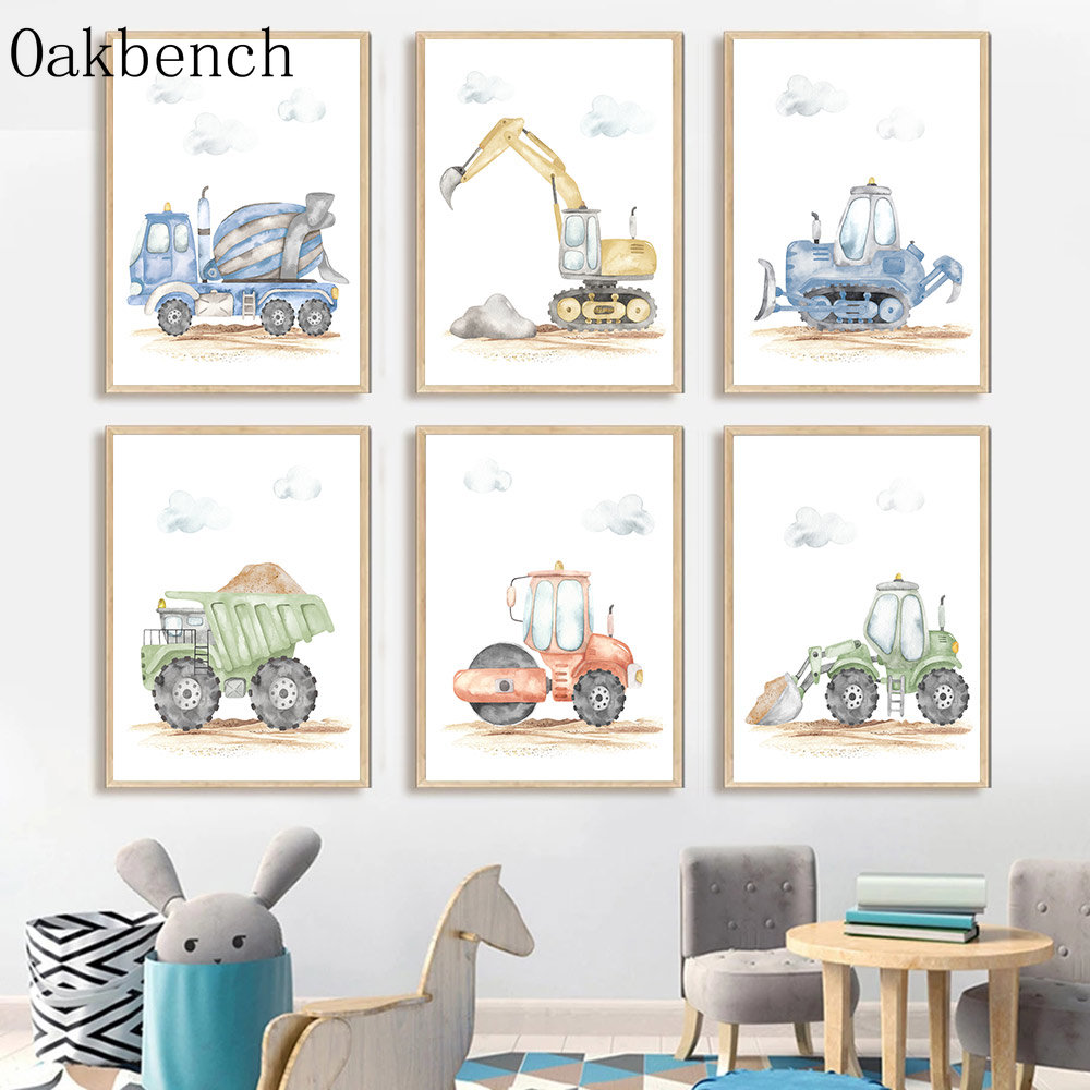 รถของเล่นโปสเตอร์ผ้าใบ Excavat - Heavy Equipment Background บทวิจารณ์และราคา