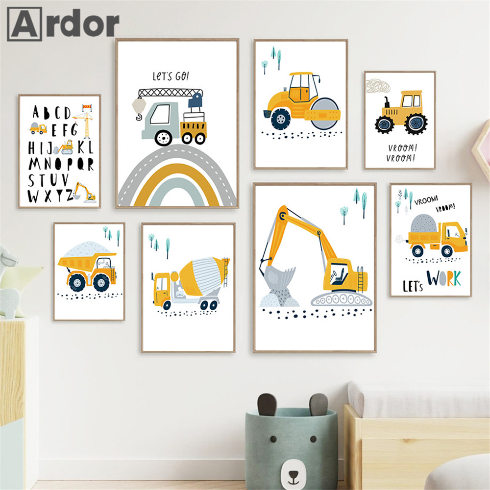 เด็กโปสเตอร์การ์ตูนรถบรรทุกรถบ - Heavy Equipment Background บทวิจารณ์และราคา