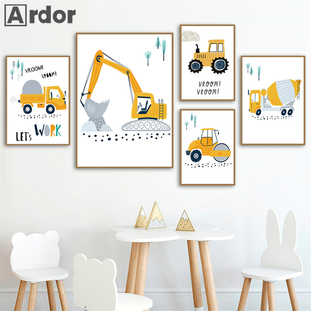เด็กโปสเตอร์การ์ตูนรถบรรทุกรถบ - Heavy Equipment Background บทวิจารณ์และราคา