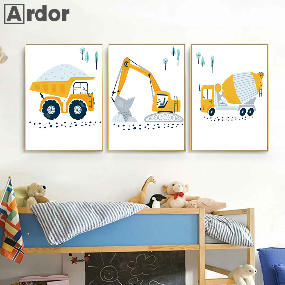 เด็กโปสเตอร์การ์ตูนรถบรรทุกรถบ - Heavy Equipment Background บทวิจารณ์และราคา