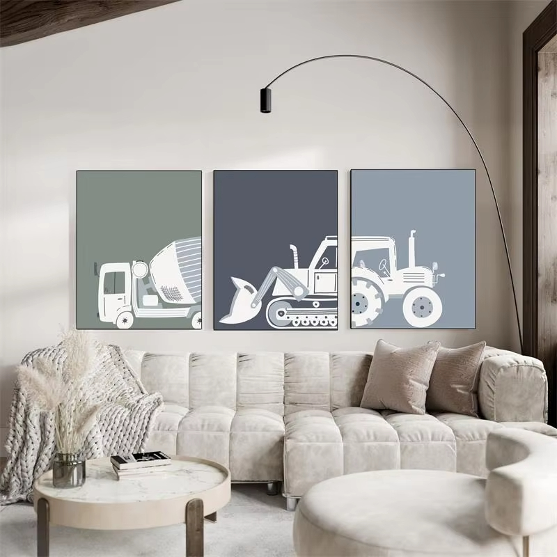 โมเดิร์นการ์ตูนรถก่อสร้างโปสเต - Heavy Equipment Background บทวิจารณ์และราคา