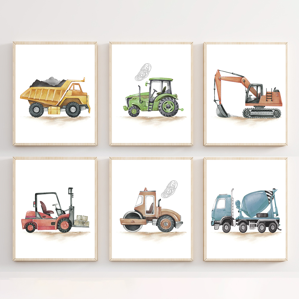 ภาพพิมพ์บนผ้าใบลายรถก่อสร้าง ส - Heavy Equipment Background บทวิจารณ์และราคา